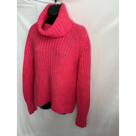 Banana Republic Merino Wool Alpaca Blend Magenta Pink Knit Turtleneck Sweater M - Picture 3 of 10